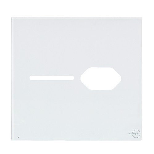PLACA P/ 1 INTERRUPTOR + TOMADA C/ SUPORTE 4X4 - NOVARA GLASS BRANCO