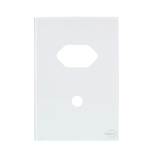 PLACA P/ 1 TOMADA + FURO COM SUPORTE 4X2 - NOVARA GLASS BRANCO