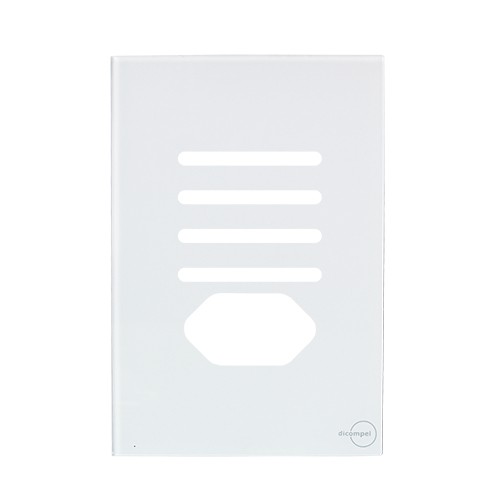 PLACA P/ 4 INTERRUPTORES + TOMADA C/ SUPORTE 4X2 (ESPECIAL) 4X2  - NOVARA GLASS BRANCO