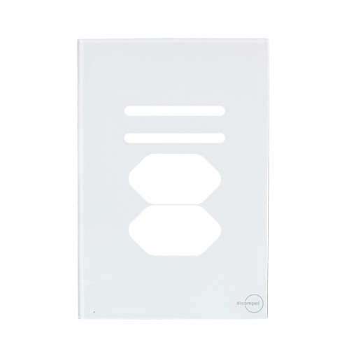 PLACA P/ 2 INTERRUPTORES + TOMADA DUPLA C/ SUPORTE (ESPECIAL) 4X2 - NOVARA GLASS BRANCO