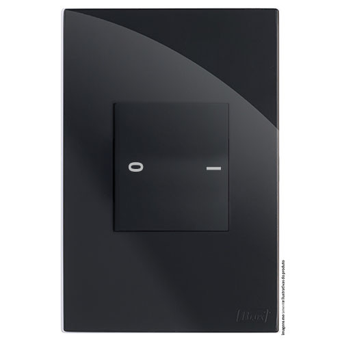 CJ INTERRUPTOR 1 TECLA DUPLA BIPOLAR PARALELO 20A 4X2 -  RECTA BLACK GLOSS  - BRG11123-6BK