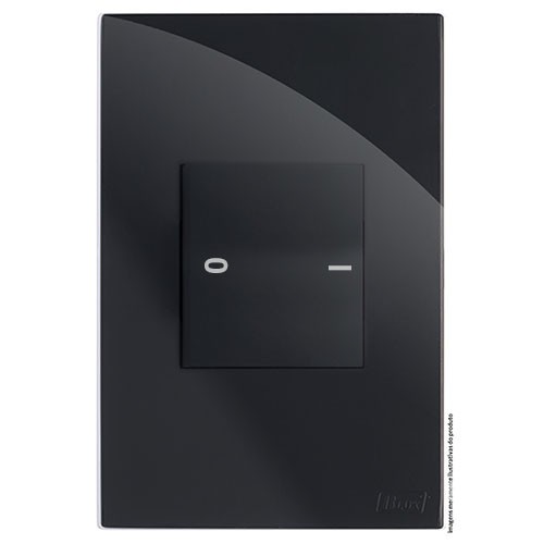 CJ INTERRUPTOR 1 TECLA DUPLA BIPOLAR SIMPLES 4X2 -  RECTA BLACK GLOSS  - BRG11087-6BK
