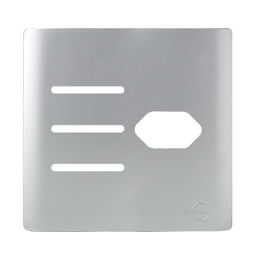 PLACA P/ 3 INTERRUPTORES + TOMADA COM SUPORTE 4X4 - NOVARA PRATA