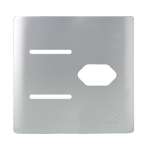 PLACA P/ 2 INTERRUPTORES + TOMADA COM SUPORTE 4X4 - NOVARA PRATA