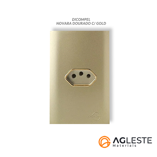 CJ TOMADA 10A HORIZONTAL  4X2 - NOVARA DOURADO GOLD