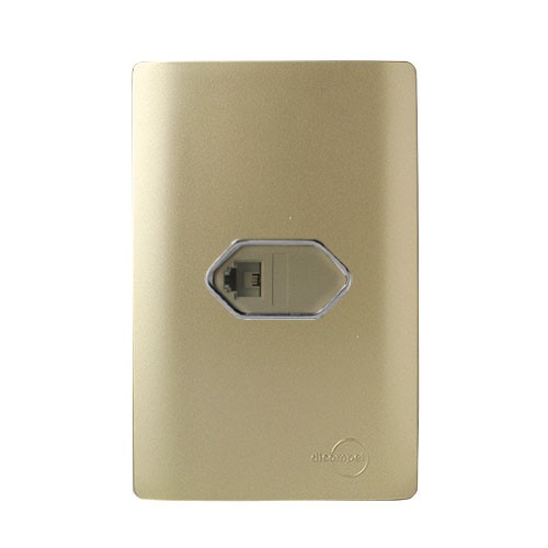 CJ ENTRADA RJ11 ( TELEFONE ) 4X2 - NOVARA DOURADO CROMADO