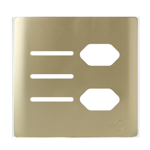 PLACA P/ 3 INTERRUPTORES + 2 TOMADAS COM SUPORTE 4X4-NOVARA DOURADO