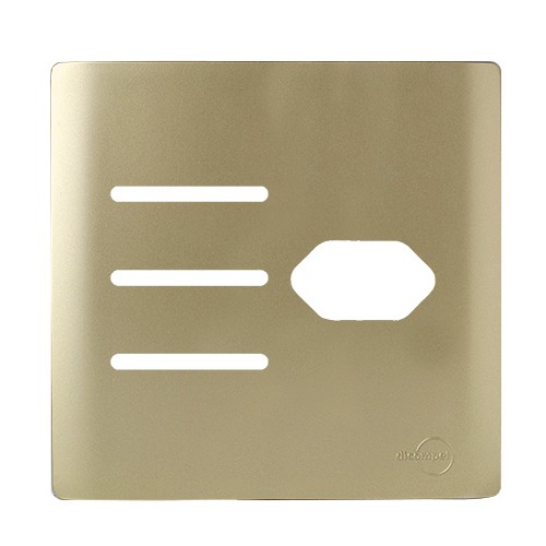 PLACA P/ 3 INTERRUPTORES + TOMADA COM SUPORTE 4X4 - NOVARA DOURADO