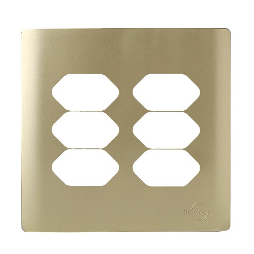 PLACA P/ 6 TOMADAS COM SUPORTE 4X4 - DICOMPEL NOVARA DOURADO