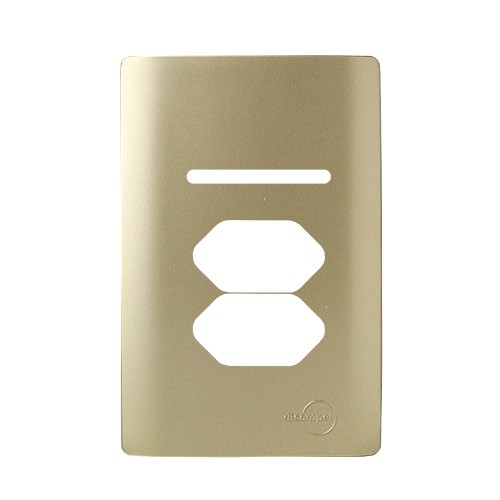 PLACA P/ 1 INTERRUPTOR + 2 TOMADAS C/ SUPORTE 4X2- NOVARA DOURADO