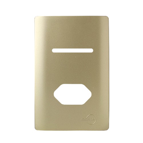 PLACA P/ 1 INTERRUPTOR + TOMADA COM SUPORTE 4X2 - NOVARA DOURADO