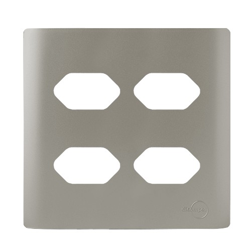 PLACA P/ 4 TOMADAS C/ SUPORTE 4X4 - DICOMPEL NOVARA AÇO