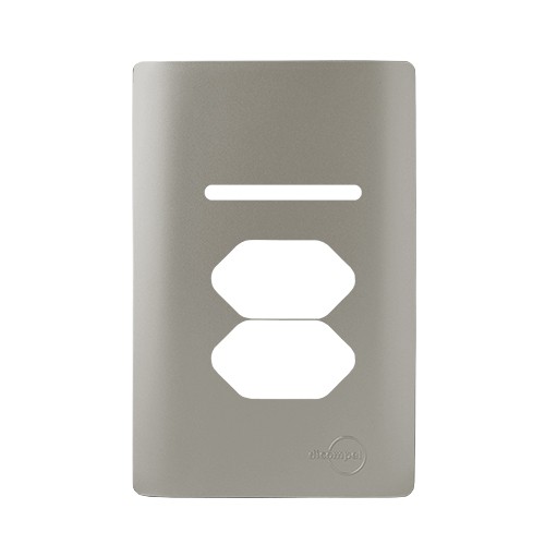 PLACA P/ 1 INTERRUPTOR + 2 TOMADAS  4X2 -  NOVARA AÇO