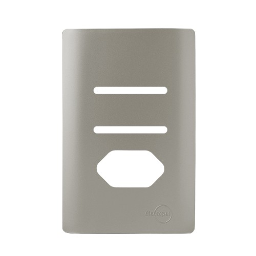 PLACA P/ 2 INTERRUPTORES + TOMADA C/ SUPORTE 4X2 - NOVARA AÇO
