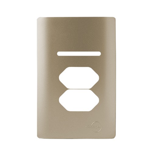 PLACA P/ 1 INTERRUPTOR + 2 TOMADAS C/SUPORTE 4X2 -NOVARA CHAMPANHE