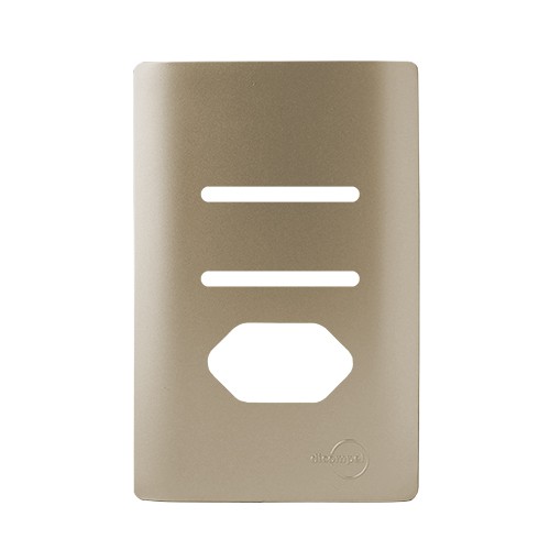 PLACA P/ 2 INTERRUPTORES + TOMADA COM SUPORTE 4X2  - NOVARA CHAMPANHE