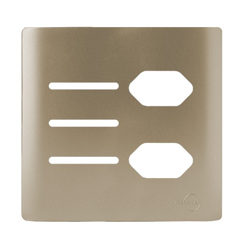 PLACA P/ 3 INTERRUPTORES + 2 TOMADAS COM SUPORTE 4X4 - NOVARA CHAMPANHE