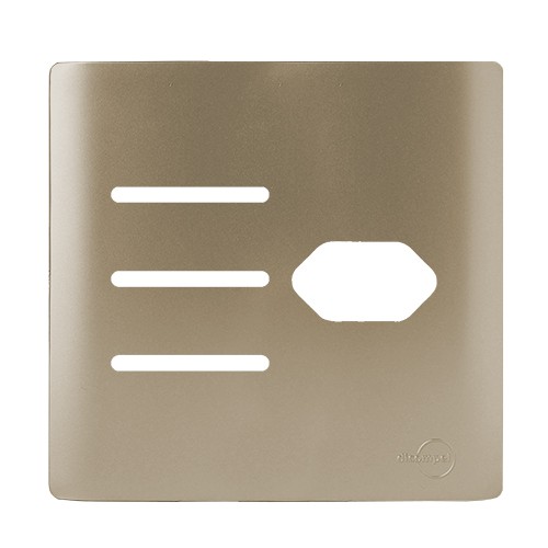 PLACA P/ 3 INTERRUPTORES + TOMADA COM SUPORTE 4X4 -NOVARA CHAMPANHE