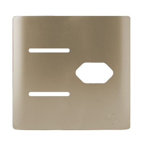 PLACA P/ 2 INTERRUPTORES + TOMADA COM SUPORTE 4X4 -NOVARA CHAMPANHE