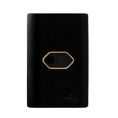 CJ ENTRADA RJ11 ( TELEFONE ) 4X2 - NOVARA PRETO BRILHANTE GOLD