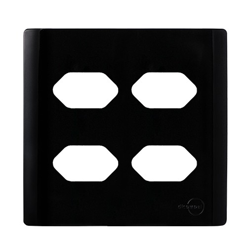 PLACA P/ 4 TOMADAS C/ SUPORTE 4X4 - NOVARA PRETO BRILHANTE
