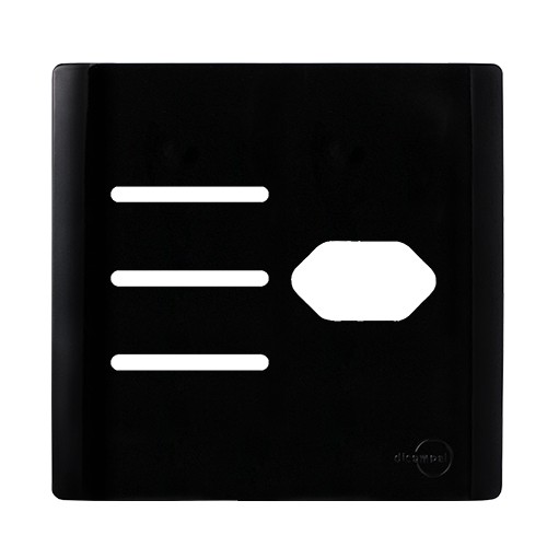 PLACA P/ 3 INTERRUPTORES + TOMADA 4X4 - NOVARA PRETO BRILHANTE