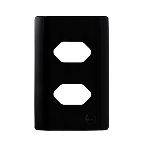 PLACA P/ 2 TOMADAS COM SUPORTE 4X2 - NOVARA PRETO BRILHANTE