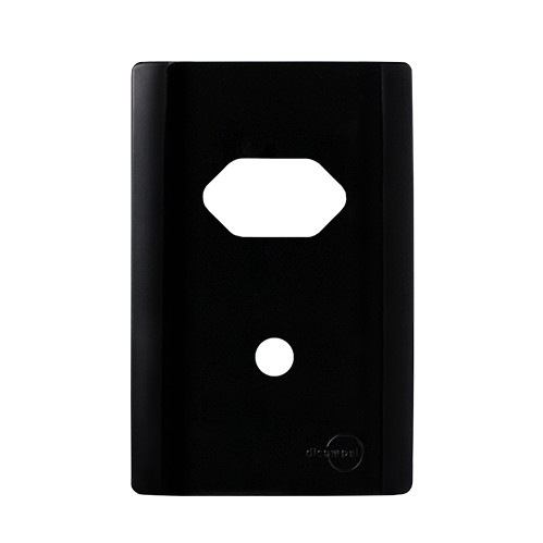 PLACA P/ 1 TOMADA + FURO 4X2 - NOVARA PRETO BRILHANTE