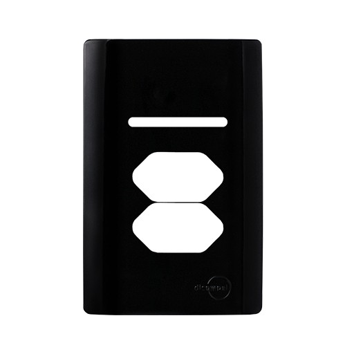 PLACA P/ 1 INTERRUPTOR + TOMADA DUPLA 4X2 - NOVARA PRETO BRILHANTE