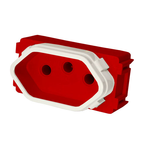 MÓDULO TOMADA 10A - DICOMPEL NOVARA VERMELHO C/ BRANCO