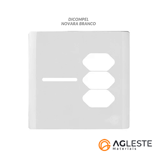 PLACA P/ 3 TOMADAS + 1 INTERRUPTOR 4X4 - NOVARA BRANCO