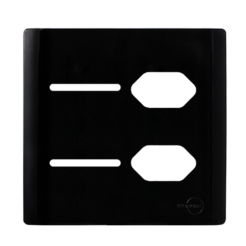 PLACA P/ 2 INTERRUPTIORES + TOMADA DUPLA 4X4 - NOVARA PRETO BRILHANTE