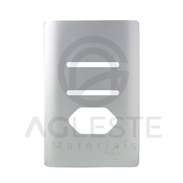 PLACA P/2 INTERRUPTORES HORIZONTAIS + TOMADA COM SUPORTE 4X2