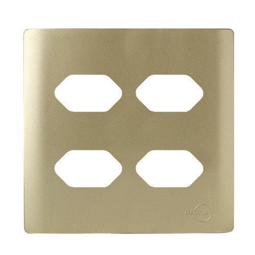 PLACA P/ 4 TOMADAS HORIZONTAL COM SUPORTE 4X4 - NOVARA DOURADO