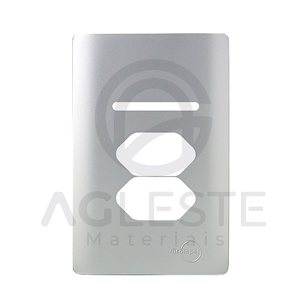 PLACA P/1 INTERRUPTOR HORIZONTAL + 2 TOMADAS COM SUPORTE 4X2