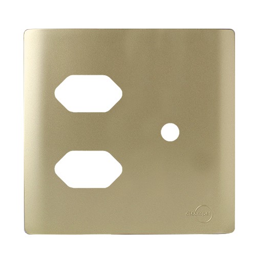 PLACA P/ 2 TOMADAS + FURO COM SUPORTE 4X4 - NOVARA DOURADO