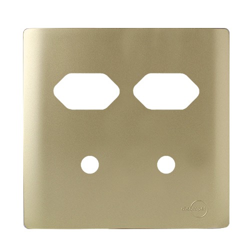 PLACA P/ 2 TOMADAS + 2 FUROS COM SUPORTE 4X4 - NOVARA DOURADO
