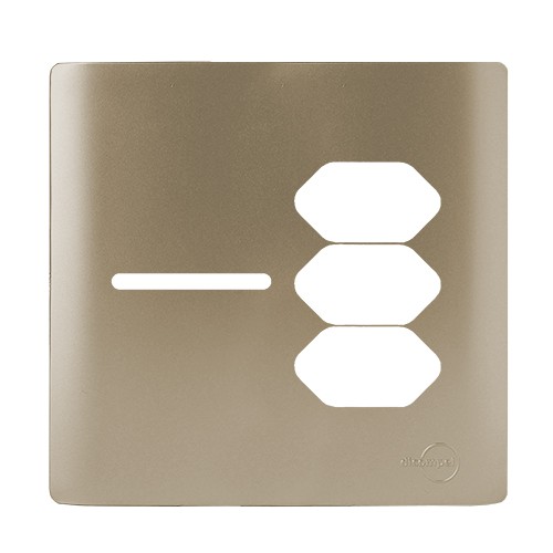PLACA P/ 3 TOMADAS + 1 INTERRUPTOR C/SUPORTE  4X4 -NOVARA CHAMPANHE
