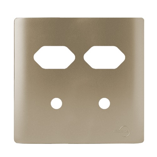 PLACA P/ 2 TOMADAS + 2 FUROS C/ SUPORTE 4X4 - NOVARA CHAMPANHE