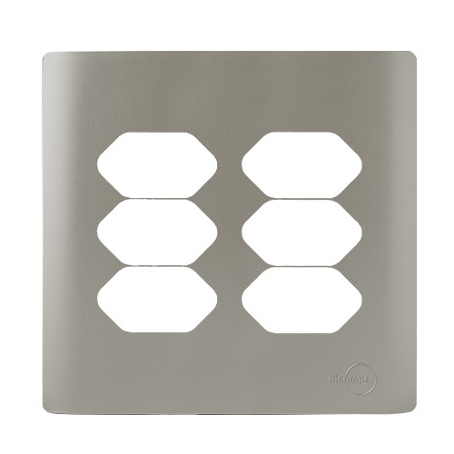 PLACA P/ 6 TOMADAS C/ SUPORTE 4X4 - NOVARA AÇO