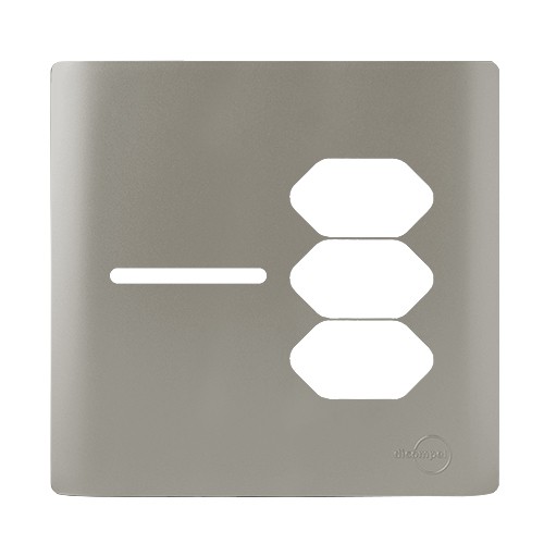 PLACA P/ 3 TOMADAS +  INTERRUPTOR C/ SUPORTE  4X4 - NOVARA AÇO