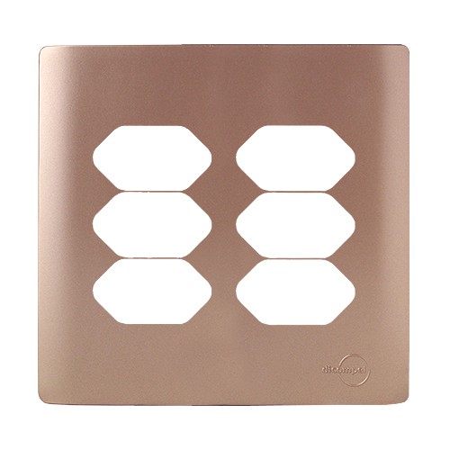 PLACA P/ 6 TOMADAS COM SUPORTE 4X4 - NOVARA OURO ROSE