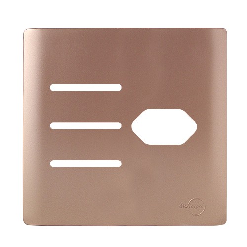 PLACA P/ 3 INTERRUPTORES + TOMADA COM SUPORTE 4X4- NOVARA OURO ROSE
