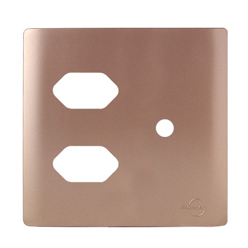 PLACA P/ 2 TOMADAS + FURO COM SUPORTE 4X4 - NOVARA OURO ROSE