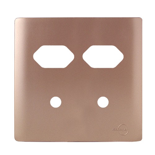PLACA P/ 2 TOMADAS + 2 FURO C/ SUPORTE 4X4 -NOVARA OURO ROSE