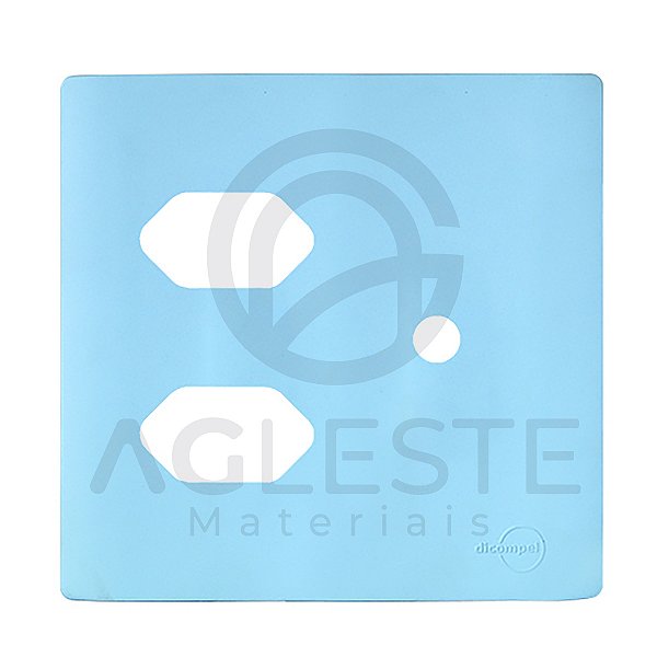 PLACA P/ 2 TOMADAS + FURO 4X4 - NOVARA AZUL CELESTE
