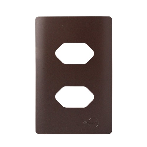PLACA P/ 2 TOMADAS HORIZONTAL C/ SUPORTE 4X2 - NOVARA MARROM FOSCO