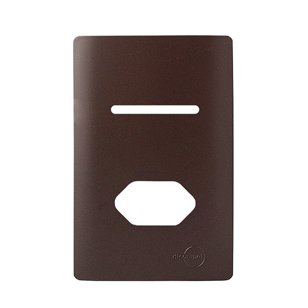PLACA P/ 1 TECLA + TOMADA COM SUPORTE 4X2 - NOVARA MARROM FOSCO