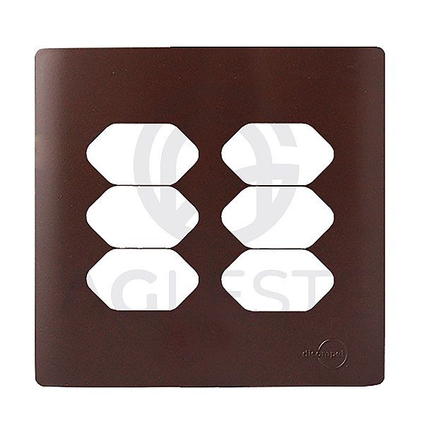 PLACA P/ 6 TOMADAS COM SUPORTE 4X4 - NOVARA MARROM FOSCO