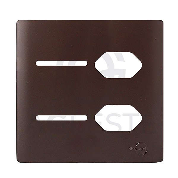 PLACA P/ 2 TECLAS+2 TOMADAS COM SUPORTE 4X4-NOVARA MARROM .F